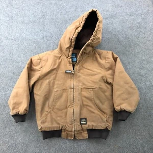 Berne Jacket Boys Small Brown Canvas Pockets Work Fleece Youth Kids - Picture 1 of 13