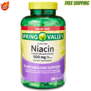Spring Valley Niacin Metabolism Support Dietary Supplement Capsules, 500 mg, 240 - Picture 1 of 6