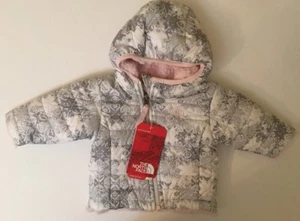 The North Face Reversible Print & Fleece Pink Faux Fur Jacket Coat 0-3M NWT - Picture 1 of 8