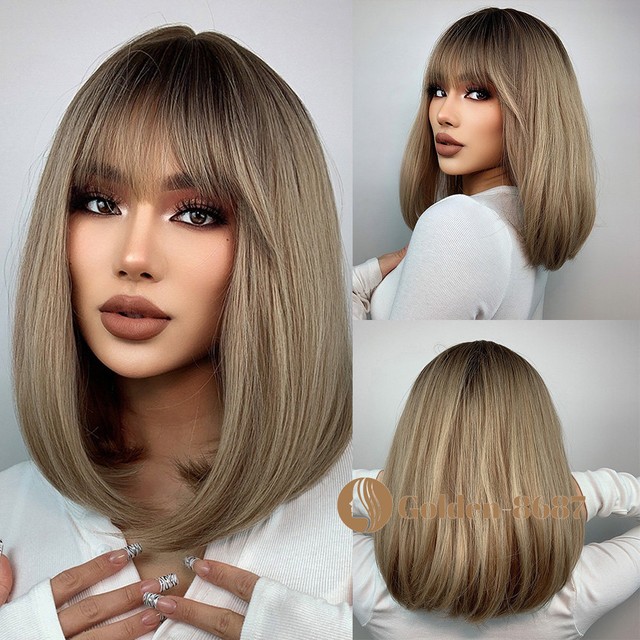 Compre Peruca curta de aosiwig natural brown peruca para homens mulheres  masculino menino cabelo sintético com bangs cosplay Anime Halloween Daily  Wig