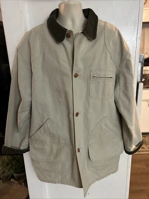VTG LL Bean Field Coat Button Up Plaid Lined Tan Corduroy Chore Barn XL Tall USA - Image 1 of 4