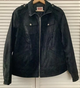 Levi's Black Suede Genuine Leather Moto Jacket Front Zip Lined Women’s Sz 1X NEW - Picture 1 of 7