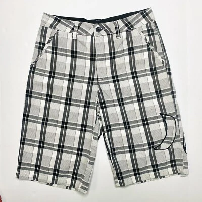 Hurley Young Mens Shorts Size 29”/16 Flat Front Logo Plaid Walking Shorts Boys  - Image 1 of 4