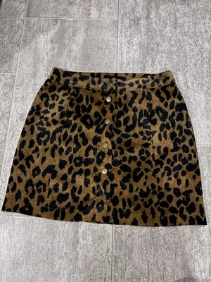 Otoño Moda Leopardo Estampado Pana Botones Mini Falda M Concierto Informal Fiesta Foto 1 de 4