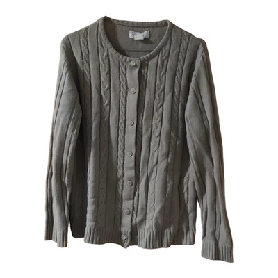 Haband Women's Vintage Grey/Gray Button Up Cardigan Sweater Cable Knit Medium - Image 1 of 3