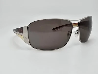 Prada SPR 74G 1BC-5G1 银色棕色哈瓦那镜框灰色镜片飞行员太阳镜 — 第 1/4 张图片