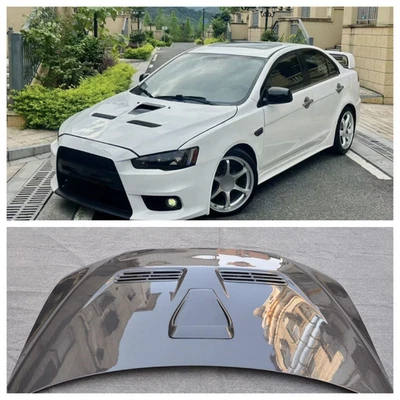 For 08-15 Mitsubishi Lancer EVO 10 X Carbon Fiber Front Hood Bonnet Engine Cover — 第 1/4 张图片