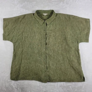 Eileen Fisher Button Up Shirt Women's Size XL Green 100% Linen Casual Comfort - Picture 1 of 7