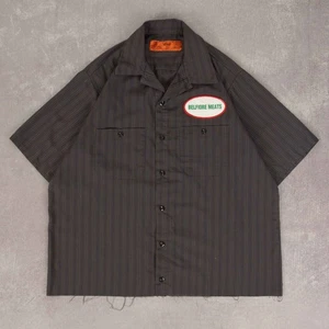 Red Kap Vintage Belfiore Meats Cropped Workwear Shirt M Men's Grey Patch - Picture 1 of 6