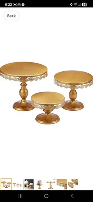 3pcs Round Cake Stand 8/10/12 Inch Cake Display Stand Party Supplies, Gold - Image 1 of 4