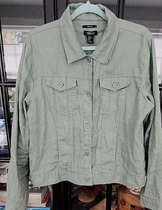 Jones And Co Womens XL Olive Green Linen Jacket - Picture 1 of 9