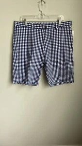 New Brooks Brothers Mens Blue Check Cotton Shorts Size 36 - Picture 1 of 7