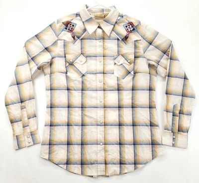 Camisa Wrangler Mujer Mediana Marfil Perla Occidental Bordada a Presión Azteca Suroeste Foto 1 de 4