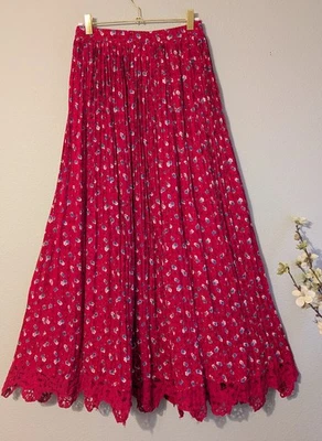 Falda de colección COLDWATER CREEK Floral Escoba Plisada Pradera Talla 2X Dobladillo de Encaje  Foto 1 de 4