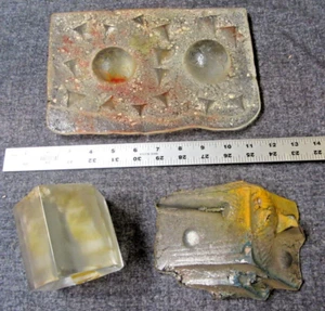 Kunstglas Mid Century Modern Brutalismus 3 Stück unsigniert Skulptur schwer 11# - Bild 1 von 12