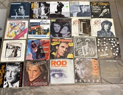 Lot Of 20 Records With Picture Sleeves.  45 RPM Sting- Rod Stewart - Yes -Vg-Ex - Image 1 of 4