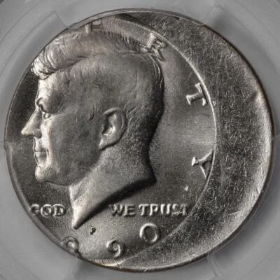 1990 PCGS MS64 Struck 25% Off Center Kennedy Half Dollar Mint Error Wow - Image 1 of 4