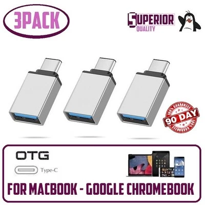 3x OTG silver USB Adapter Type C to USB 3.0 Adapter for MacBook-Pro Note8, LG G6 - Image 1 of 4