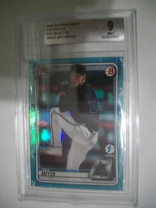 Max Meyer 2020 Bowman Draft primera edición lámina azul cielo #50 BGS COMO NUEVO 9 Marlins - Imagen 1 de 1