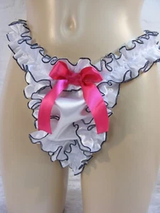 sissy white satin sexy panties tanga g string mens lingerie thong knickers - Picture 1 of 4