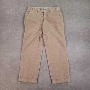Hiltl Corduroy Pants Mens 34x26 Brown Stretch Straight Casual Flat Front Cuff - Picture 1 of 15