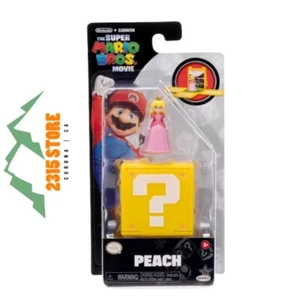 The Super Mario Bros Movie 1.25" Mini Princess Peach Figure with Question Block - Picture 1 of 4