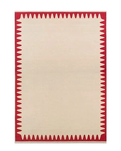 Red Kilim Wool Boho Rug Handmade Moroccan Oriental Rug Vintage Southwest Border - Picture 1 of 4