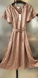 Sales! The White Company Washed Satin Flute Sleeve Midi Dress UK 12 RRP £139 New - Picture 1 of 17
