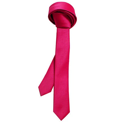 New Polyester Men's 1.5" skinny Neck Tie only solid formal wedding hot pink - Image 1 of 2
