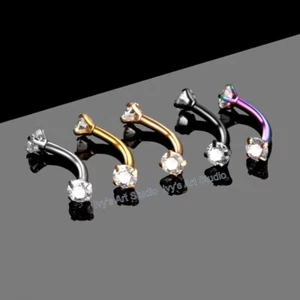 1-3pcs 16g Surgical Steel Eyebrow Bar Gem Rook Ear Barbell Piercing Internally - Picture 1 of 3