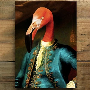 Vintage Flamingo Lord Portrait print Royal prince outfit Renaissance painting - Picture 1 of 6