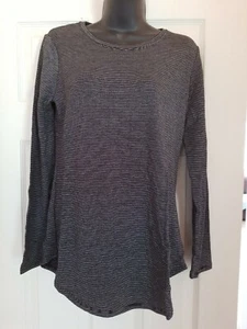 Daily Ritual Women's Long Sleeve Medium Shirt black and white striped - Picture 1 of 8