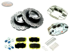 DEFENDER PERFORMANCE FRONT BRAKES UPGRADE DRILLED + GROOVED WAVY KIT TERRAFIRMA - Picture 1 of 1