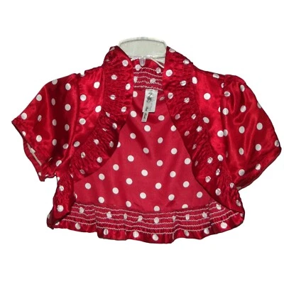 Red Polkadot Shrug -Size Small -silky short bolero jacket white Minnie costume - Image 1 of 4