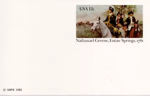 U.S. Scott # UX90 1981 12c Nathanael Greene, Eutaw Springs Postal Card Unused - Picture 1 of 2