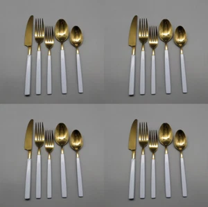 Argent Orfevres 18/10 Enamel Flatware MARION WHITE  Service for Four 20pc Set - Picture 1 of 3