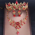 Ensemble de bijoux de mariée vintage baroque cristal rouge diadèmes couronne accessoires