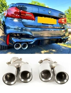 BMW G30 G31 20-24 M5 LOOK QUAD EXHAUST TIPS TAILPIPES 4 X 90MM 4 X 3.5" CHROME - Picture 1 of 3