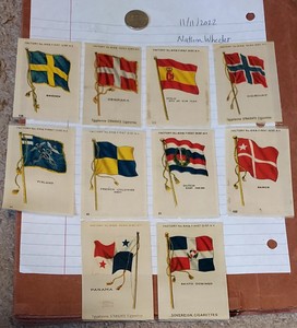 1910 S33 Tobacco Silks - Lot of 10 Country Flags Good Condition Rare, Buy It Now