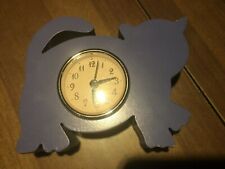 Violet Cat Clock, Clock, Novelty, Desk or Hanging Free Shipping