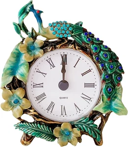 Vintage Mini Analog Table Clock, Silent Small Table Clock with Hand-Painted Meta - Picture 1 of 12