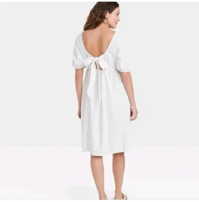 Isabel Maternity Almond Cream Bow Accent Dress Size Medium - Image 1 of 3