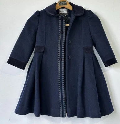 Rothschild Retro Wool Dressy Coat Blue Tailored Girls Size 4T - Image 1 of 4