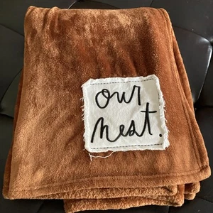 RAE DUNN Plush Throw Blanket “Our Nest” Burnt Orange/ Rust Tone Farmhouse - Picture 1 of 6