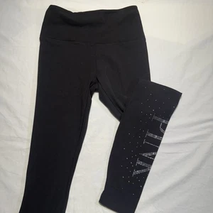 VICTORIA'S SECRET PINK HIGH WAIST SPARKLY PINK LEGGINGS LONG BLACK SHINE SMALL - Picture 1 of 3