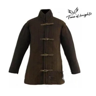 Medieval Dark Brown Padded Gambeson Jacket Long Sleeve Reenactment Cosplay - Image 1 of 4