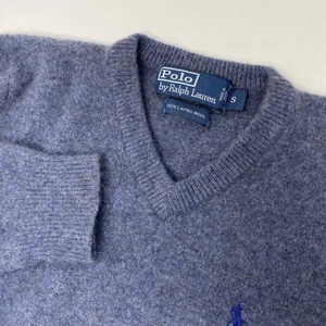 Polo Ralph Lauren Men's XS Gray Lambswool V-Neck Long Sleeve Sweater - Picture 1 of 5