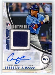 2025 Topps Aggiornamento Major League Materiale Chandler Simpson RC Auto 29/50 Raggi - Foto 1 di 2