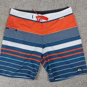 Quicksilver Board Shorts 38W x 10" inseam Multicolor Striped "Read" - Picture 1 of 9