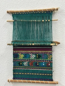 Vintage Sampler Textil auf Webstuhl afrikanische Kunst Design Wandbehang - Bild 1 von 5